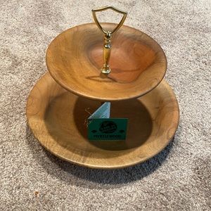 Vintage Myrtlewood 2 Tier Serving Tray